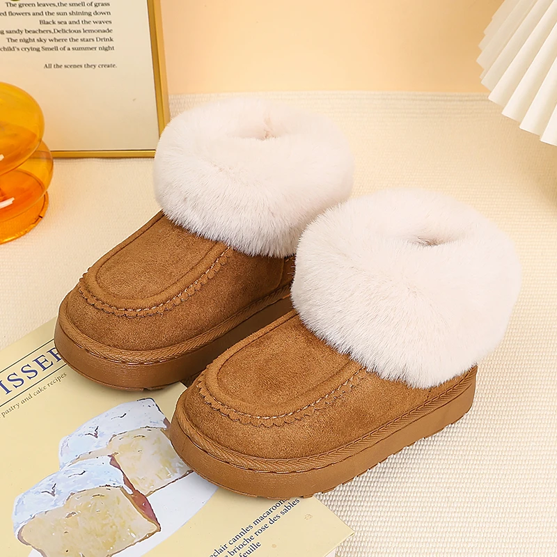 

2025 Winter New Children Cotton Short Boots for Girls Boys Fashion Korean Style Soft Sole Non-slip Versatile Outside Snow Shoes