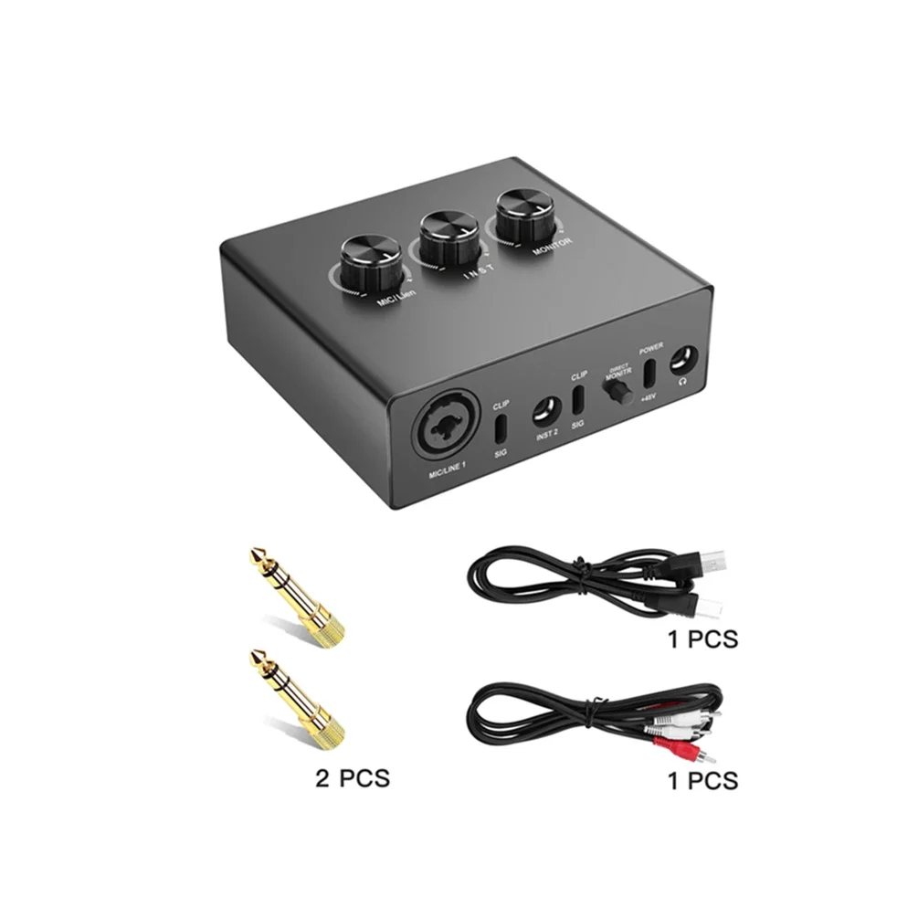 2026 USB Audio Interface 16 Bit /48 KHz True Stereo Sound Card 1x XLR/TRS 1x 1/4