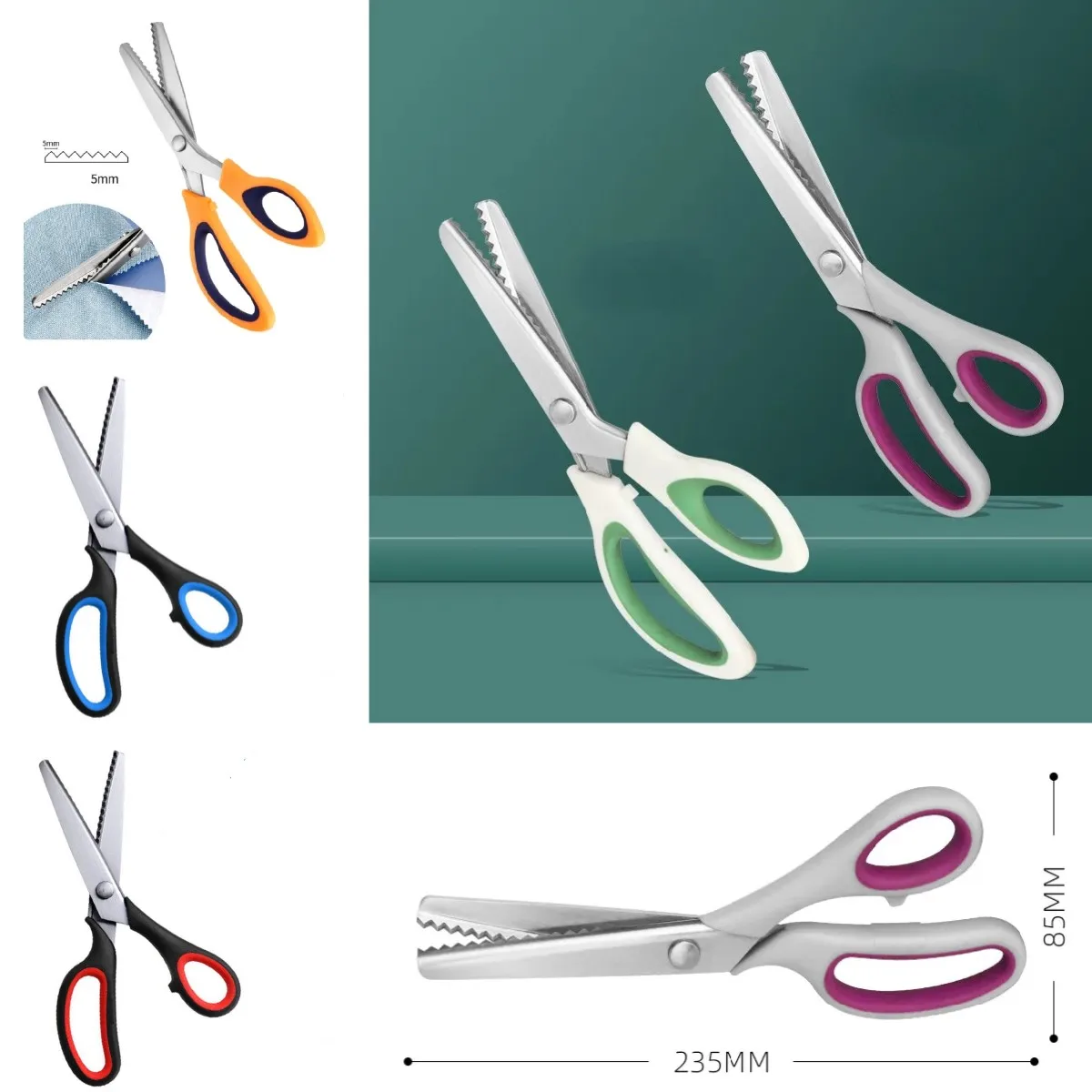 Professional Chisel Pinking Shears Stainless Steel Dressmaking Scissor Serrated Scalloped Sewing Tailor Zigzag Fabric Scissors