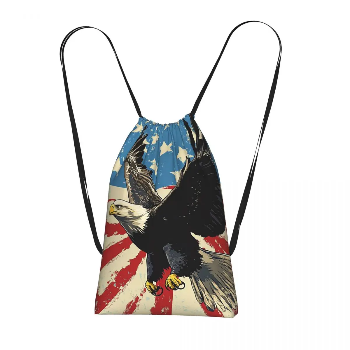 

Винтажные рюкзаки с американским флагом и изображением орла, портативные спортивные сумки на шнурке, сумки для книг для мужчин и женщин, школьные сумки