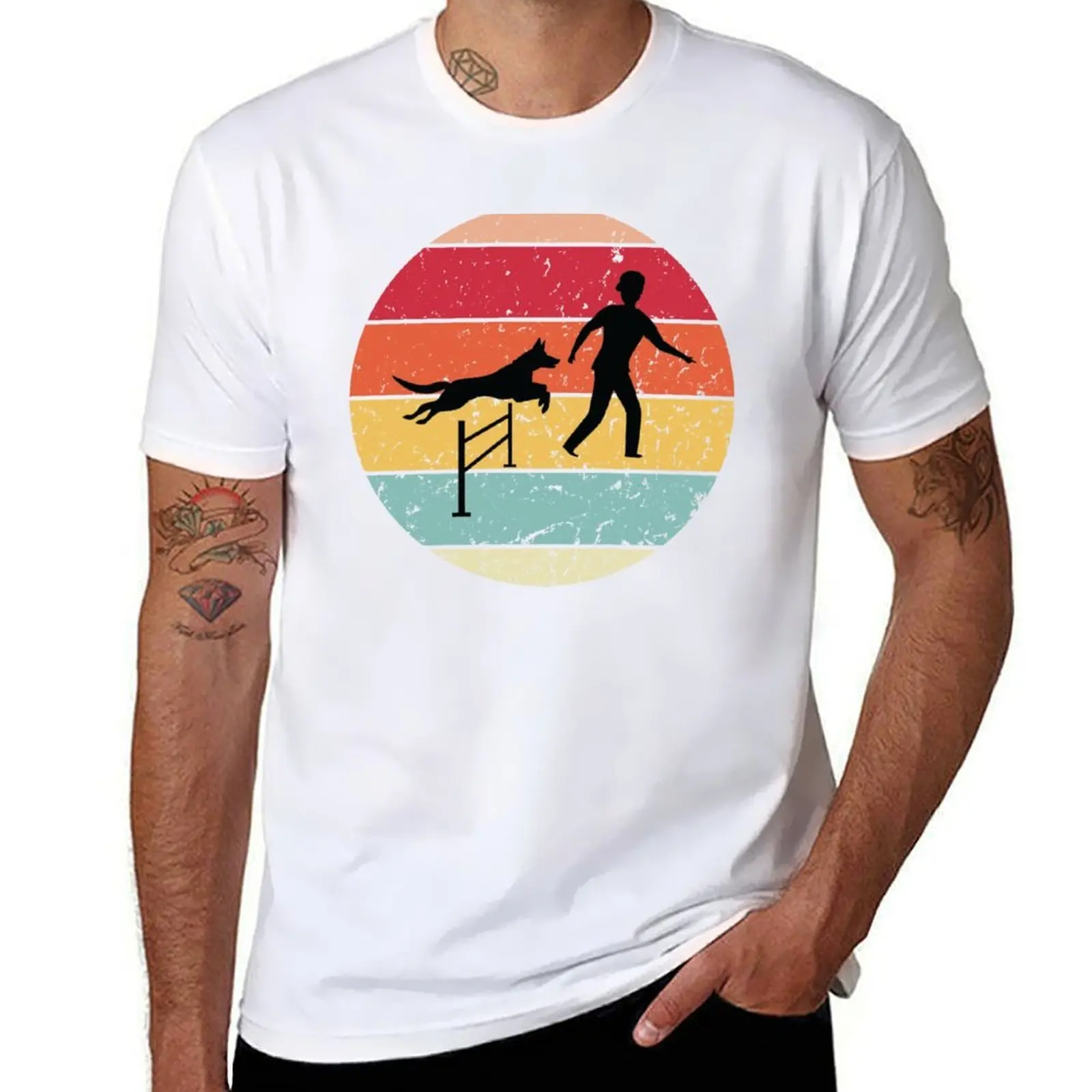 

Retro Vintage Dog Agility, Funny Agility Dog, Dogs T-Shirt man t shirts cotton man t shirts for men T-Shirt