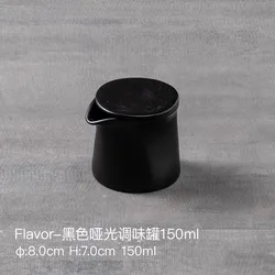 Ceramics Black matte seasoning jar with lid storage jar kitchen For home Seasoning jars with spoon kitchen gadget sets tools