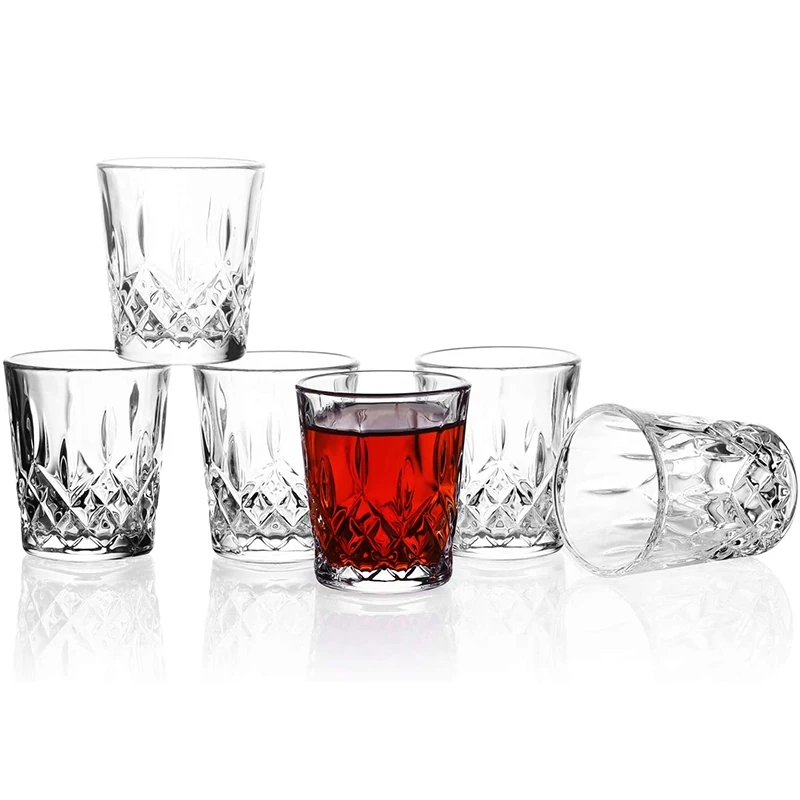 50ml Shot Glass Carved Patterns Vodka Glass Whiskey Shot Glass