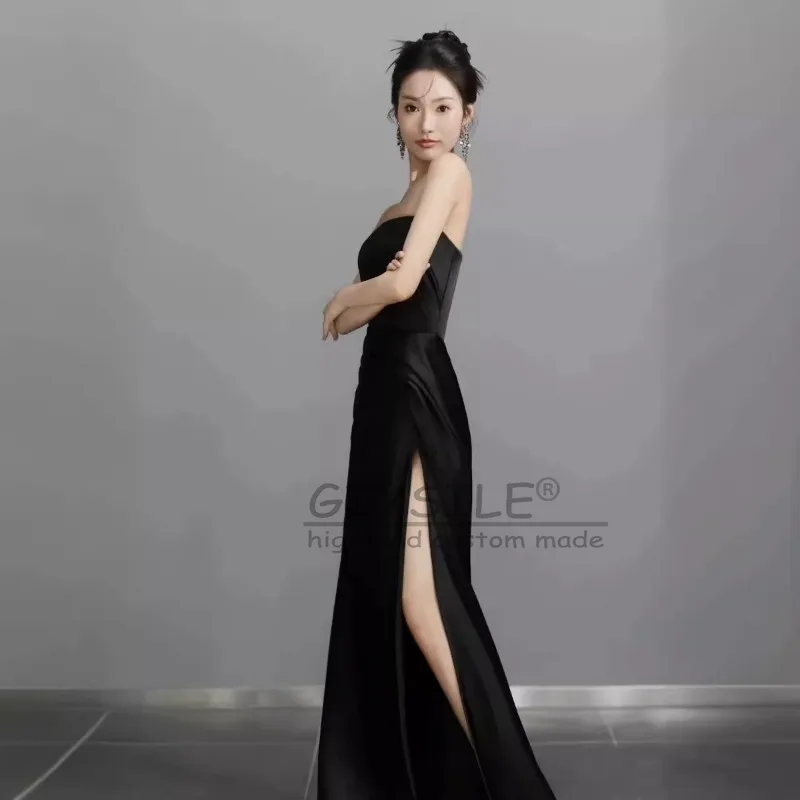 GIYSILE Abito da sera sottile nero sexy moda personalizzato Abito da donna di fascia alta con temperamento per banchetti con sensazione avanzata