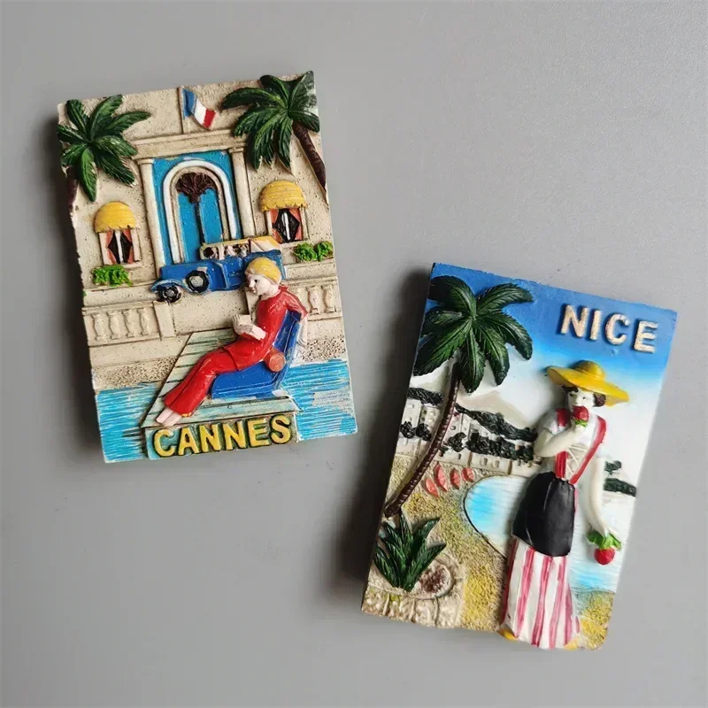 France Tourist Souvenir Fridge Magnets Cannes Nice Blue Coast Kurt Azur Menton Resin Magnetic Refrigerator sticker Colletion