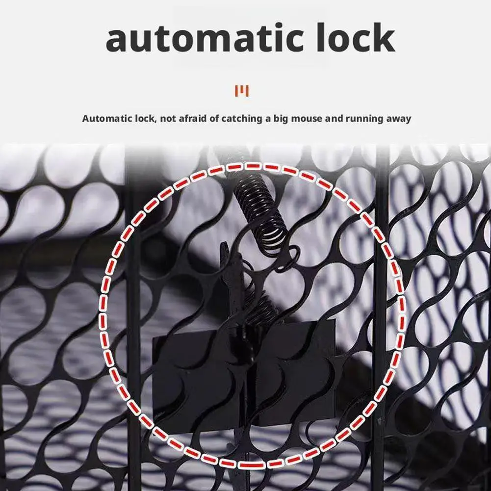 قفص مصيدة فئران معدني قابل لإعادة الاستخدام مع حساسية قابلة للتعديل وقفل تلقائي لصائد القوارض البشري للتحكم في الآفات المنزلية