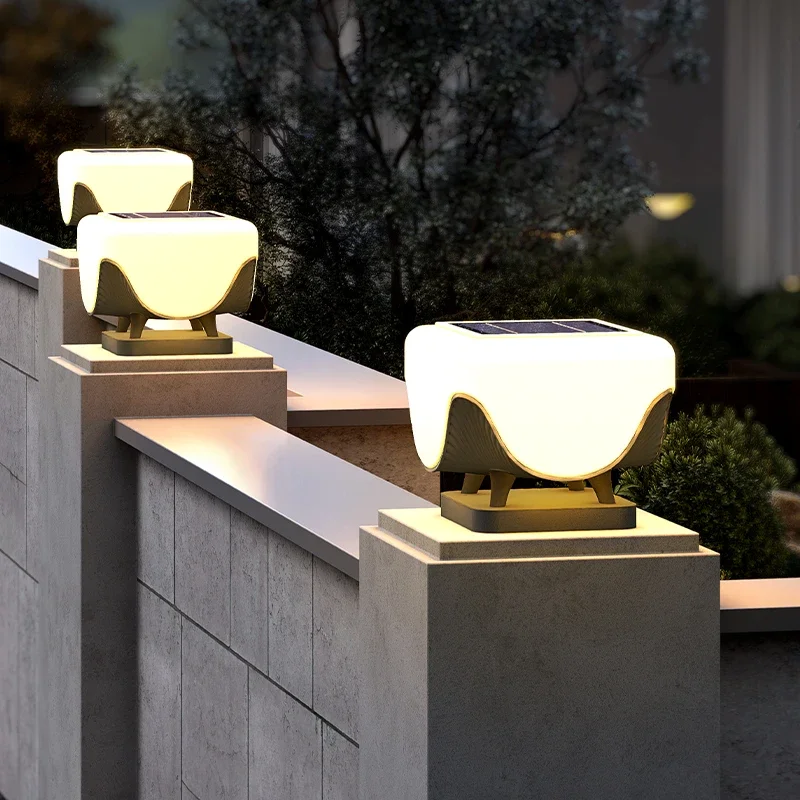 Solar Pillar Lights LED Wall Lamp Home Decor Lighting Outdoor Waterproof Solar Energy Super Bright Villa Gate Garden Door Fence