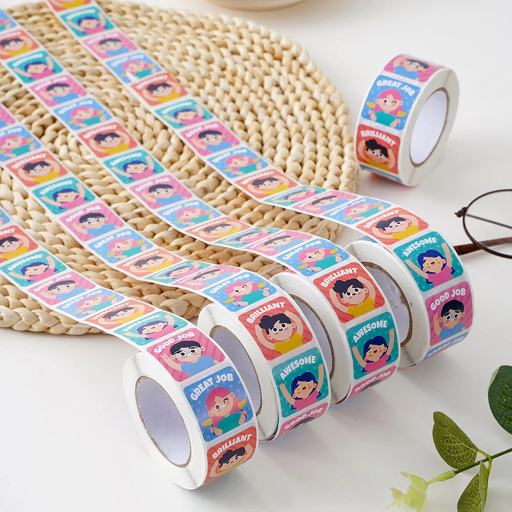 Pegatina de dibujos animados para niños y niñas, pegatinas de recompensa para profesores de escuela, juguete bonito, suministros de papelería,