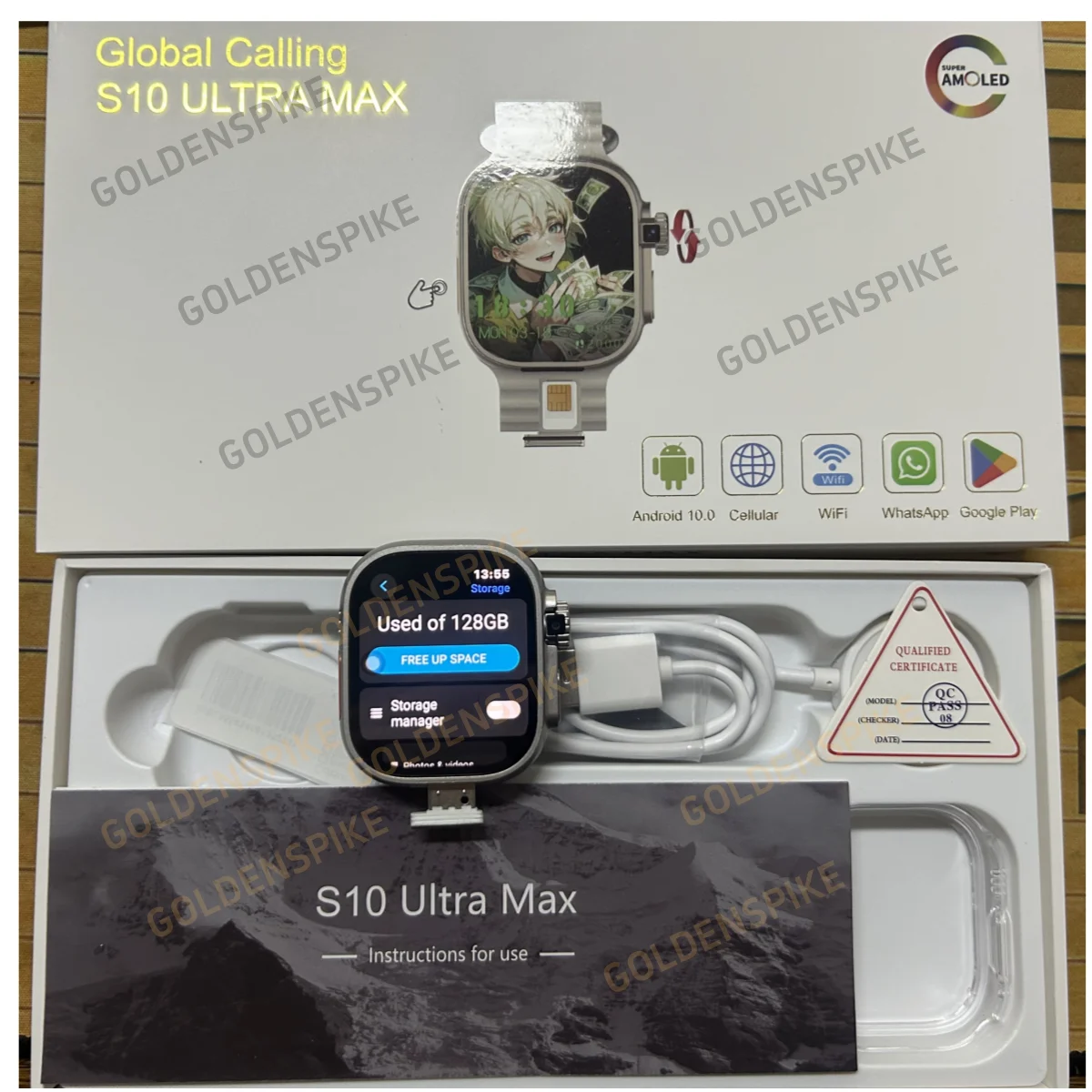 ZestBolt S10 Ultra Max Smartwatch 5G Android Smart Watch mit 2,26'' Amoled-Bildschirm 800W Drehkamera Simkartensteckplatz Videoanruf