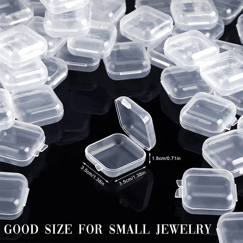 2/5/10/20Pcs Mini Clear Jewelry Box With Lid Small Plastic Bead Organizer Square Storage Box Suitable For Mini Jewelry