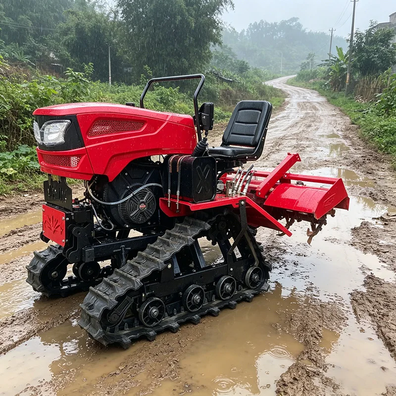 

Customized Crawler plowing machine & rotary tiller, 60 HP tractor, upgraded multifunctional mini-tiller