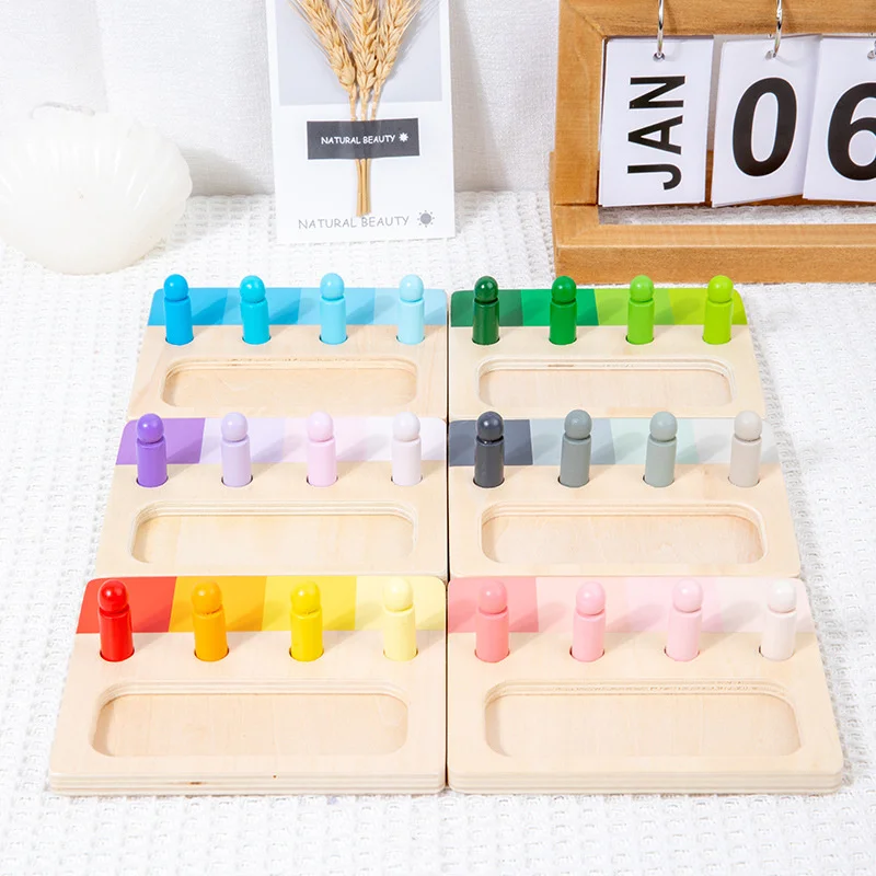 Montessori Board Color Plug Stick Educational Toy Training Color Development Discrimination Board Wooden Learning Toy New