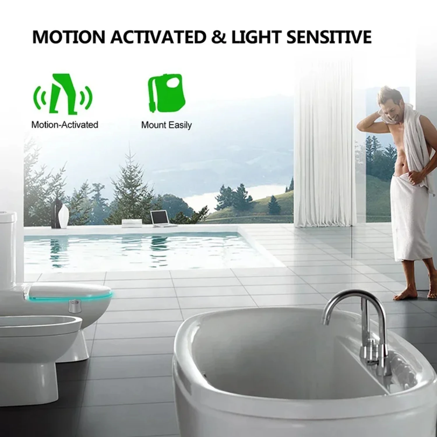 Waterproof Toilet Seat Lamp Smart PIR Motion Sensor Night Light Backlight WC Lighting  Lamps Lights