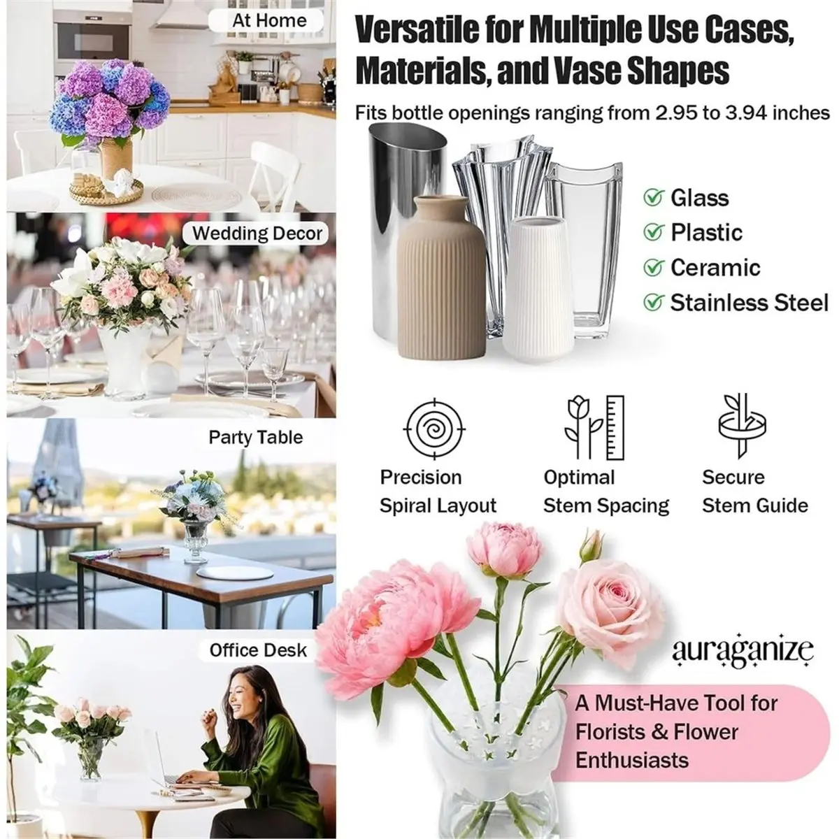 2026 New Tool 2 Pack Silicone Flower Arranging Grid, Reusable Vase Grid Flexible Silicone Grid Keeps Stems Evenly Spaced