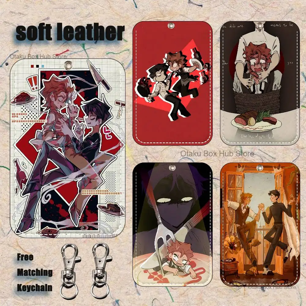 

D-Dead P-PlateS Rody Vincent Pattern PU Leather Card Holder Keychain Key Ring Door Lock Access Tags ID Card Case Keychain Card