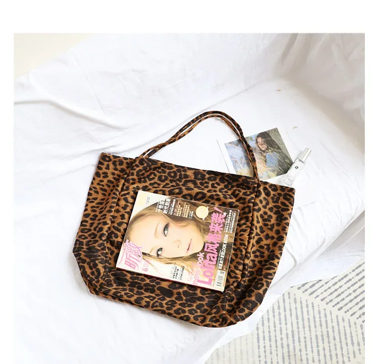 Oversize Casual Leopard Tote Bags Women Big Jumbo Fabric Reusable Shopping Slouch Bag Handbag Female Leisure Daily Shoulder Bag