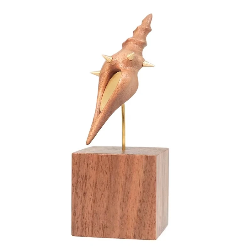 Black walnut desktop ornament gift, ocean hand-carved creature underwater world solid wood, creative home accessories
