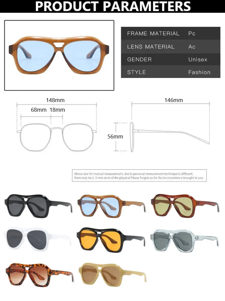 Retro Double Beam Sunglasses Women Brand Designer Glasses New Ins Fashion Personalized Gradient Eyewear Men Eyeglasses UV400 image 5