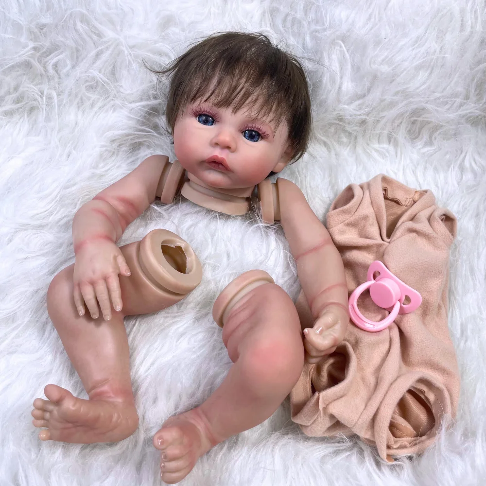 

17inch Reborn Meadow Painted Doll Kit Parts With Hair Transplant and Eyelashes 3D Painted Skin Visible Veins Lifelike Mold Parts