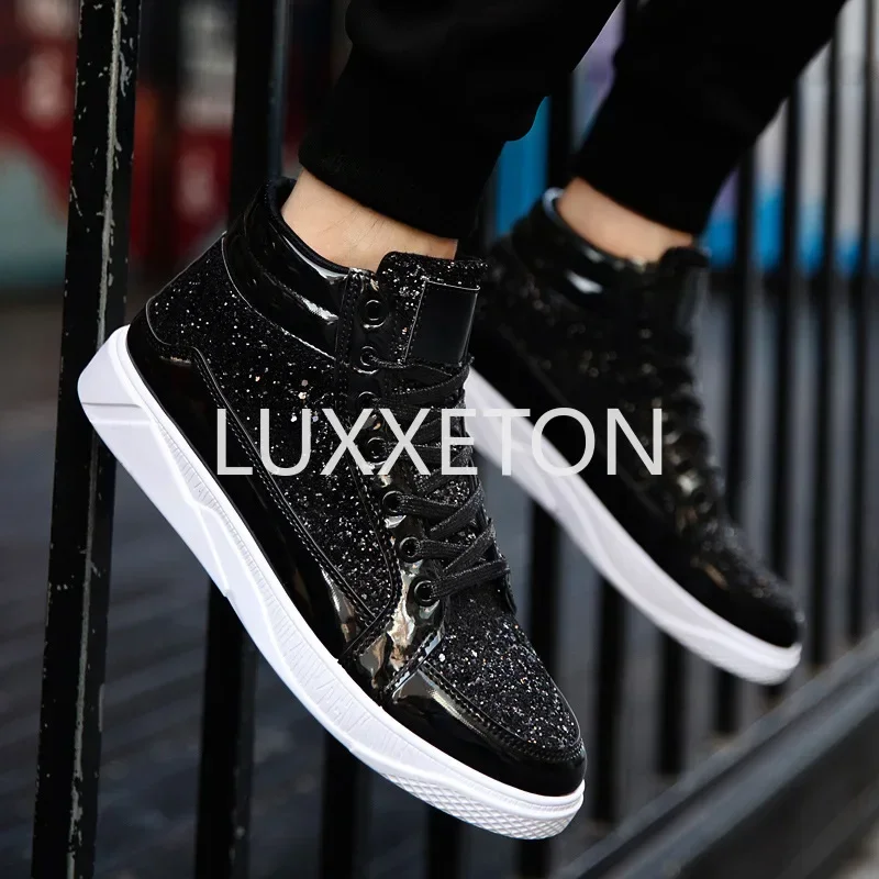 Thick Soled Sequins Trendy and Fashionable, Casual, Sporty, Breathable, Lightweight European and American Nightclub Couple Shoes