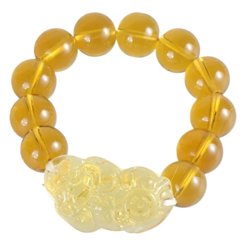 

31BB Elegant Wealth Pi Xiu Bracelet Jewelry Decoration Feng Shui Citrine Gem Stone Bead Bracelet Good Luck Gift for Unisex