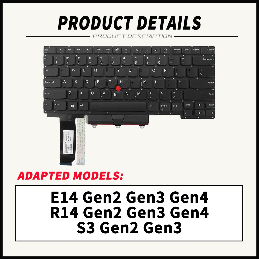 Laptop Replacement Keyboard for Lenovo ThinkPad E14 Gen2 Gen3 Gen4/R14 Gen2 Gen3 Gen4/S3 Gen2 Gen3 US/UK/PT/SP/FR/DE/BR/NORD/LSP