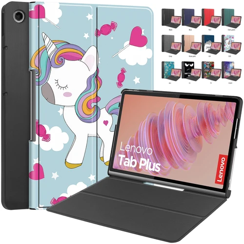 Imagen 1 del producto Para Lenovo Tab Plus 11,5 pulgadas TB351FU funda 2024 soporte triple plegable funda trasera magnética para tableta para Xiaoxin Pad Studio
