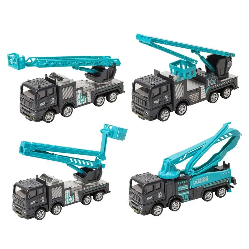 Fun Concrete Pump Truck Toy Small Fire Truck Toy Inertia Ladder Toy Friction Power Truck Rescue Collection Alloy car model child