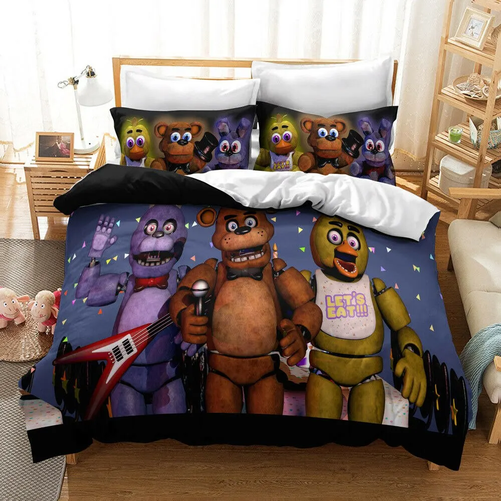 Five-Night-At-Freddy Bedding Set Boys Girls Twin Queen Size Duvet Cover Pillowcase Bed Kids Adult Fashion Home Textileextile