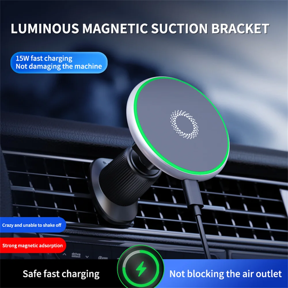 

Magnetic wireless car charger adapter ultra fast charging vent car phone holder suitable for iPhone 16 15 Pro phone charging T50