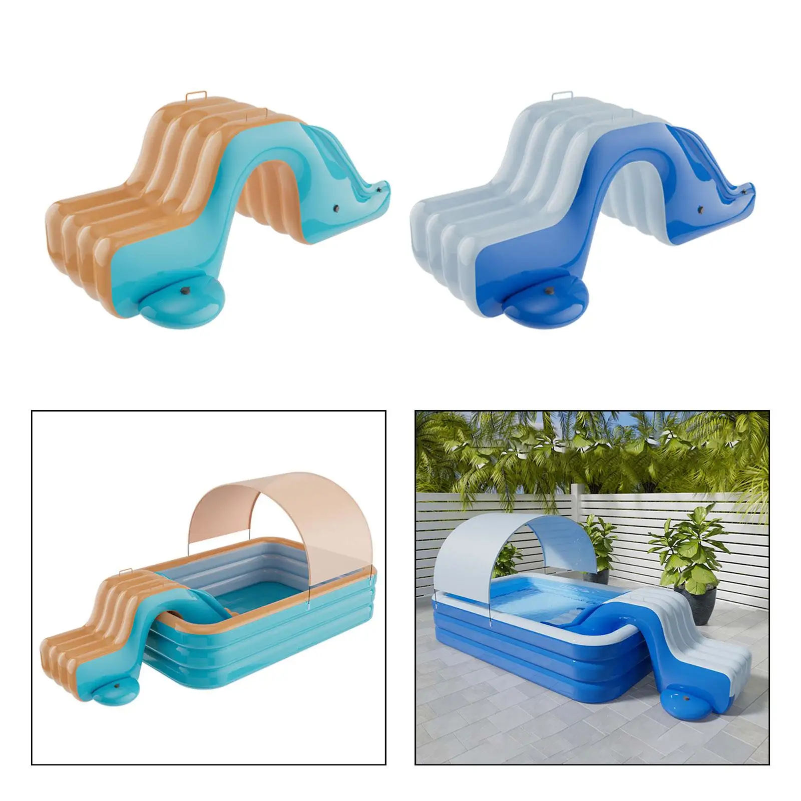Summer Water Slide Inflatable Play Center for Children Pool Slide PVC Stable Climbing Steps Outdoor