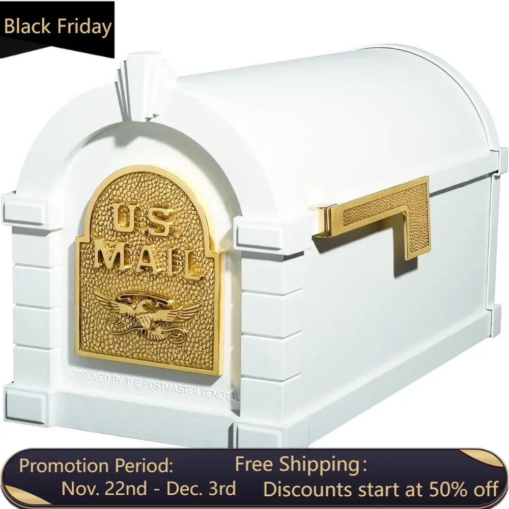 Gaines KS-1A - Eagle Keystone Series Mailboxes - White/Polished Brass