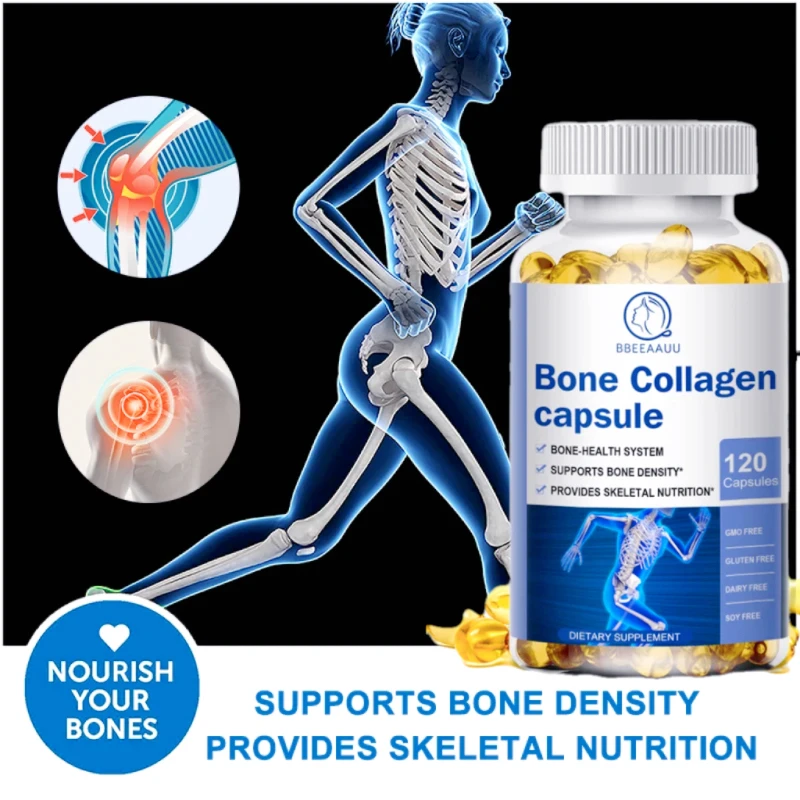 BBEEAAUU Collagen Bone Capsules for Joint Pain Bone Density Bone Growth Joint Collagen Calcium Absorption