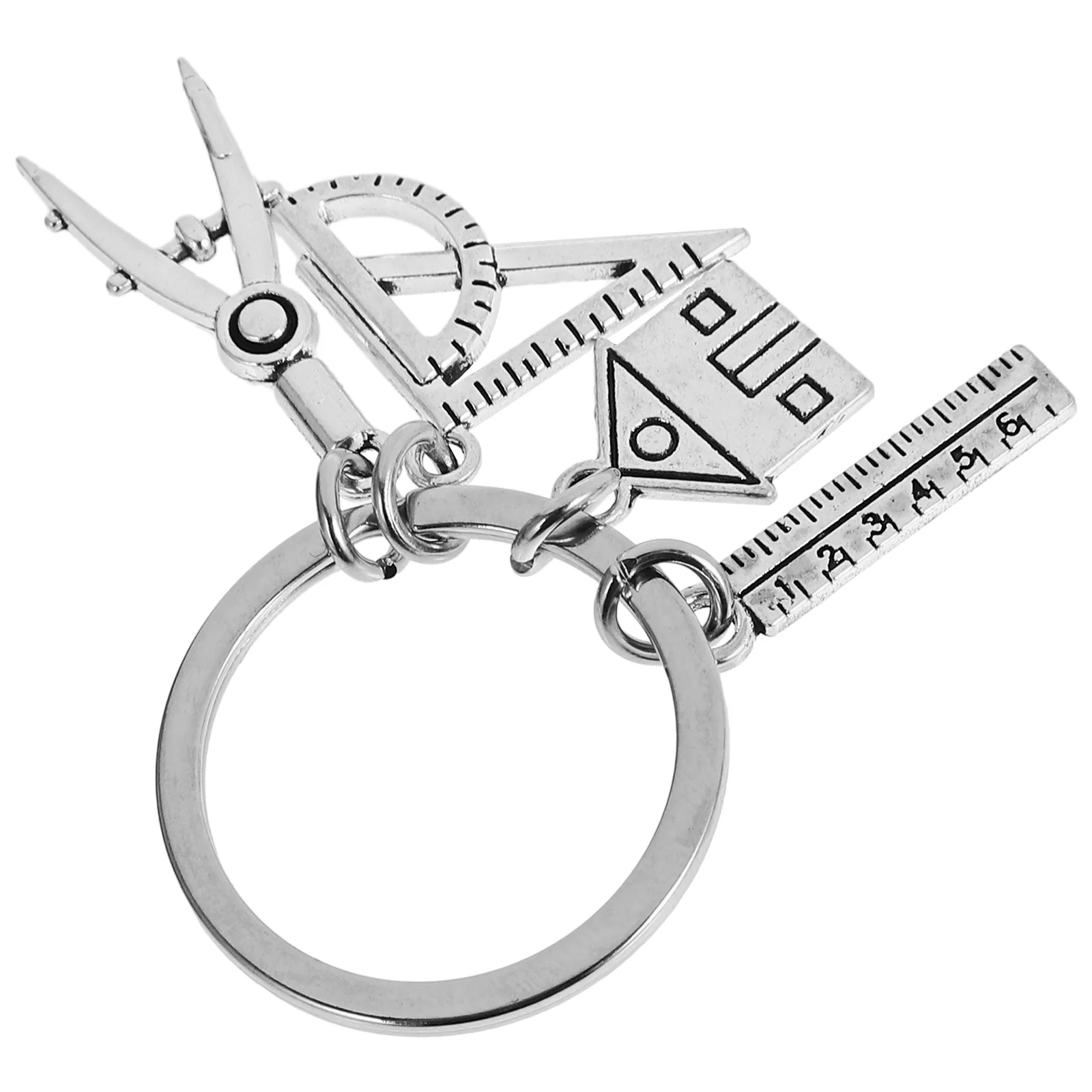 Gift Ruler House Keychain Purse Charm Handbag Backpack Pendant Keyring Architect