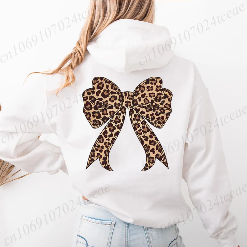 سترة نسائية بغطاء للرأس مطبوعة على شكل فيونكة من Coquette سترة نسائية بغطاء للرأس لعيد الحب بلوفر هاراجوكو ملابس الشارع الشهير مع قلنسوة