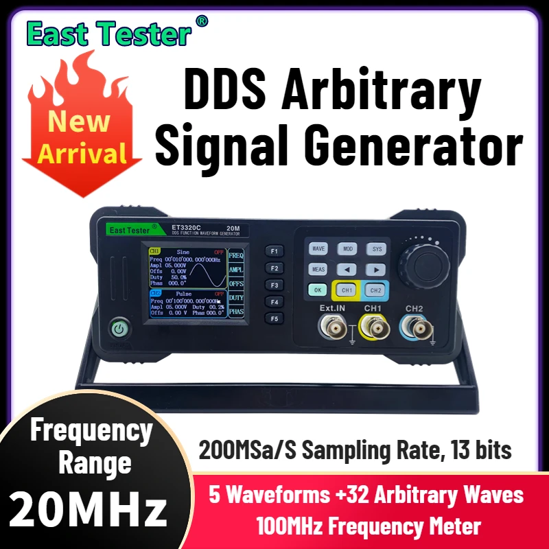 

ET3320C 20MHz 2.4-inch DDS dual channel function signal generator arbitrary waveform signal high-precision frequency meter