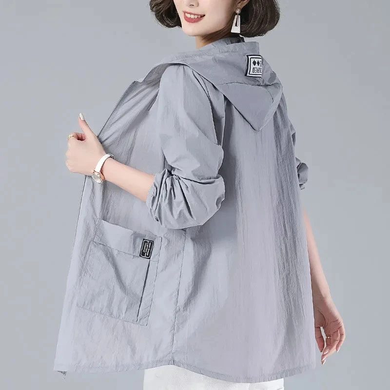 

2025 New Women Mid Length Version Ultraviolet-proof Sunscreen Clothing Female Korean Large Size Loose Fitting Sunscreen Clothing