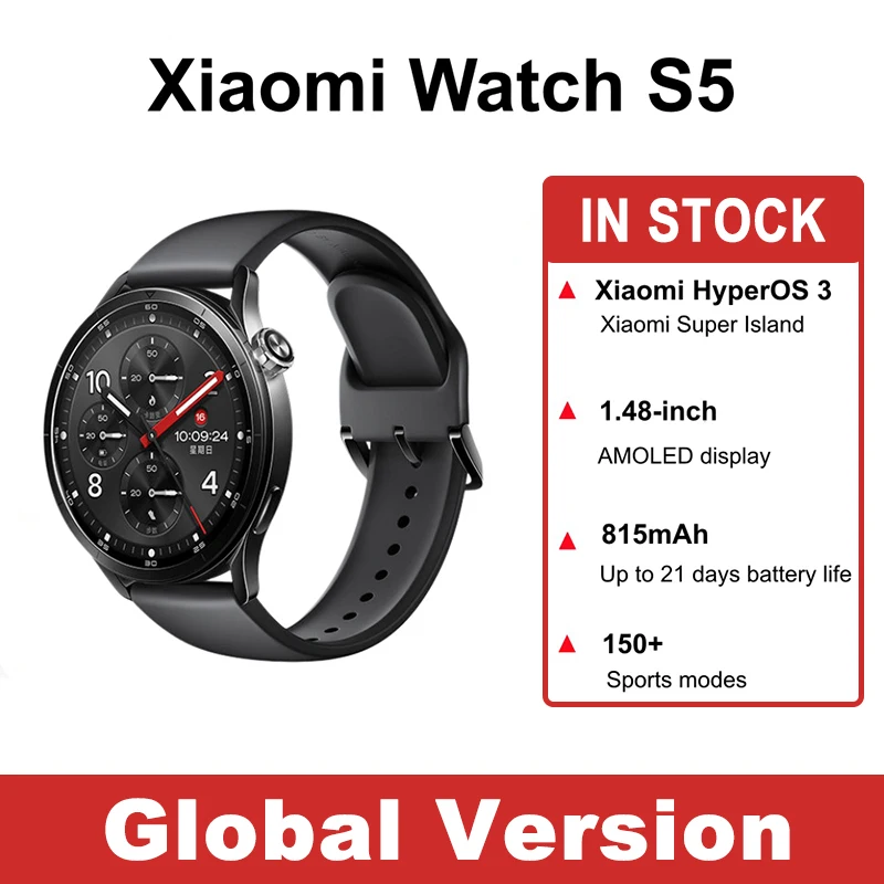 

Глобальная версия умных часов Xiaomi Watch S5 с AMOLED-дисплеем 1.48 дюйма, 21 день автономной работы, Xiaomi HyperOS 3, 150+ спортивных режимов, GPS, NFC, 5ATM