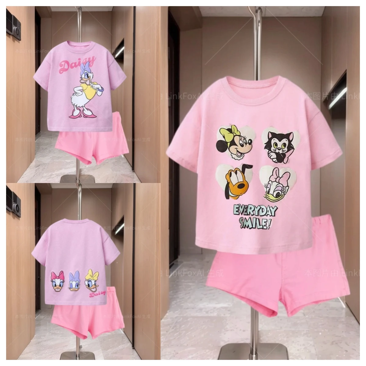 

2-piece Cartoon Fashion Children's Short Sleeved Shorts Set Summer Children's Clothing Boy Girl Baby T-shirt Set