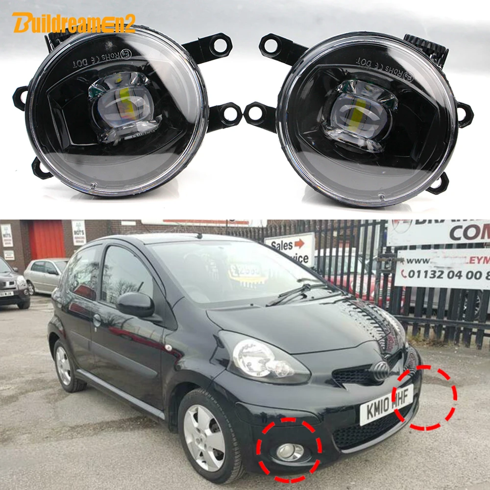 2 X 30W LED Lens Fog Light Assembly DRL For Toyota Aygo (AB20) 2009 2010 2011 2012 Car External Fog Lamp Daylight H11 12V