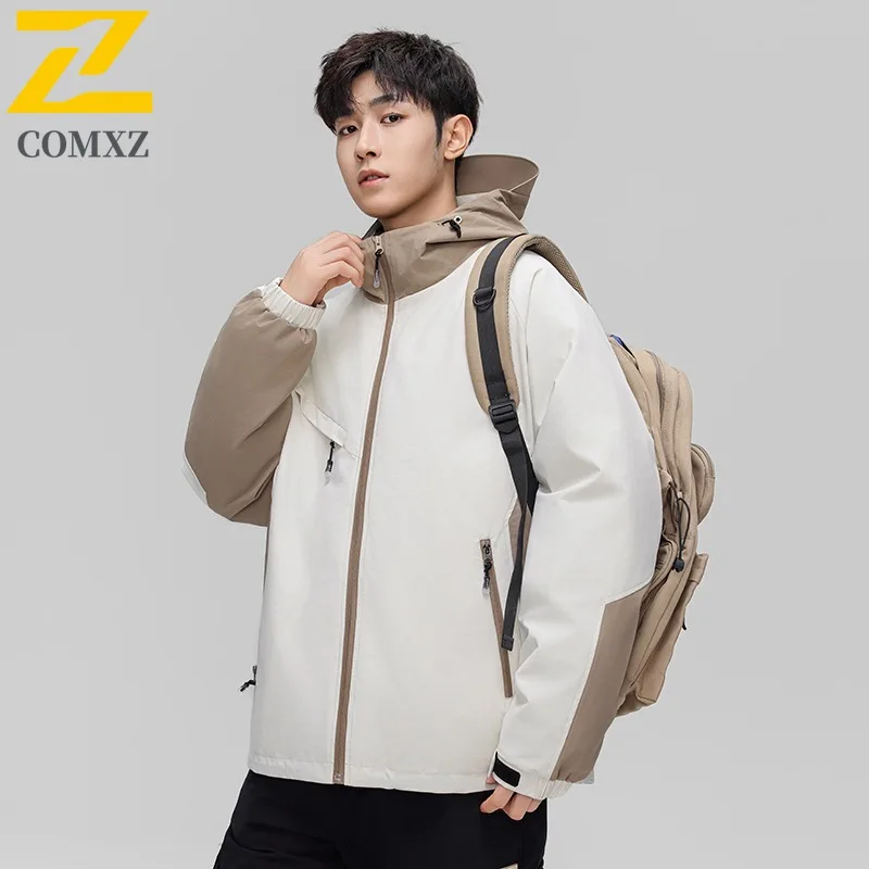 

COMXZ Winter Men Down Jacket Classic Hooded White Duck Down Warm Windproof Coat Fashion Commute Office Lightweight Parka 2025