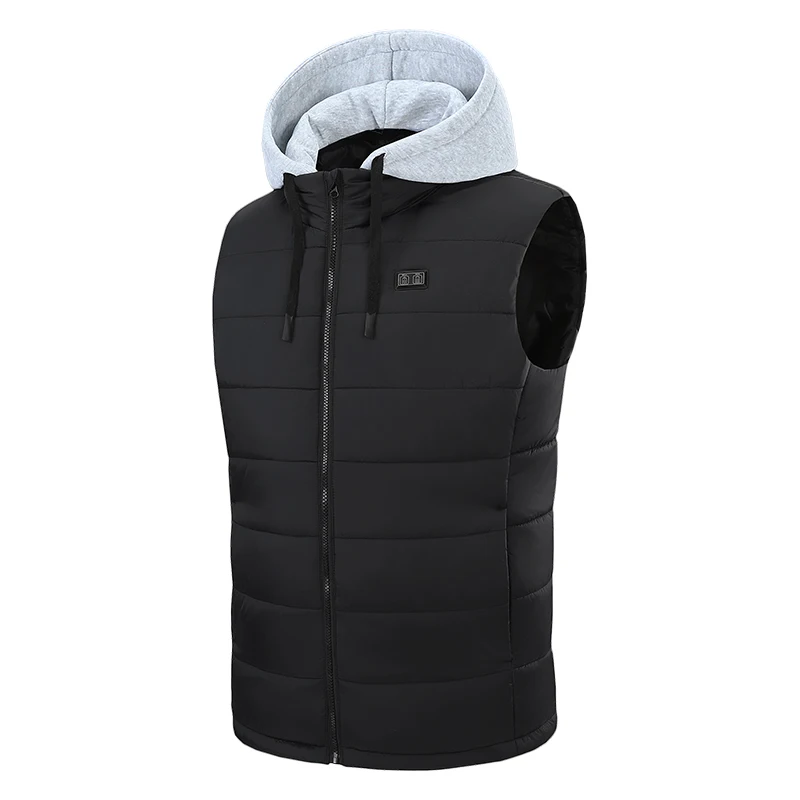 Winter Smart Heating Vests USB Constant Temperature Double Control 15 Zone Heated Sleeveless Vest Heating Men Hooded Warm Jacket