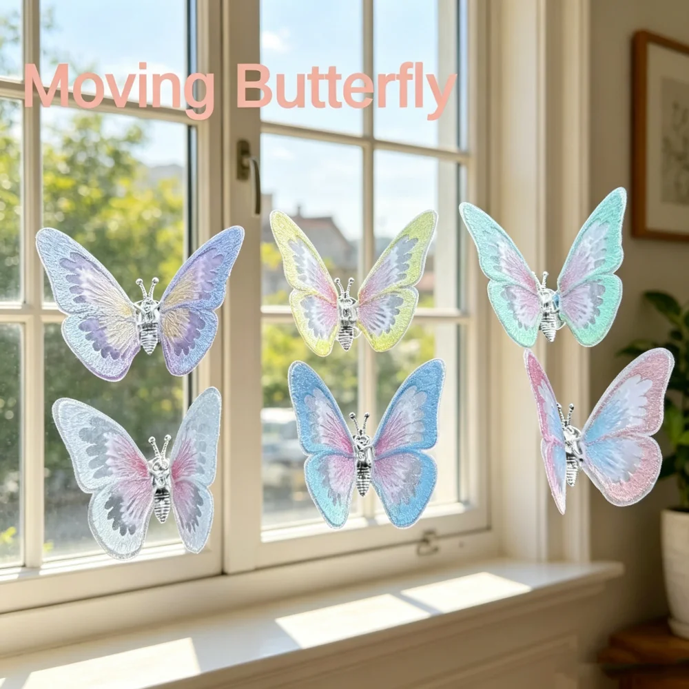 6pcs Colorful Moving Butterfly Ornament Set Air Vent Clip Decor for Car Home Office Creative Dynamic Decoration for Any Space