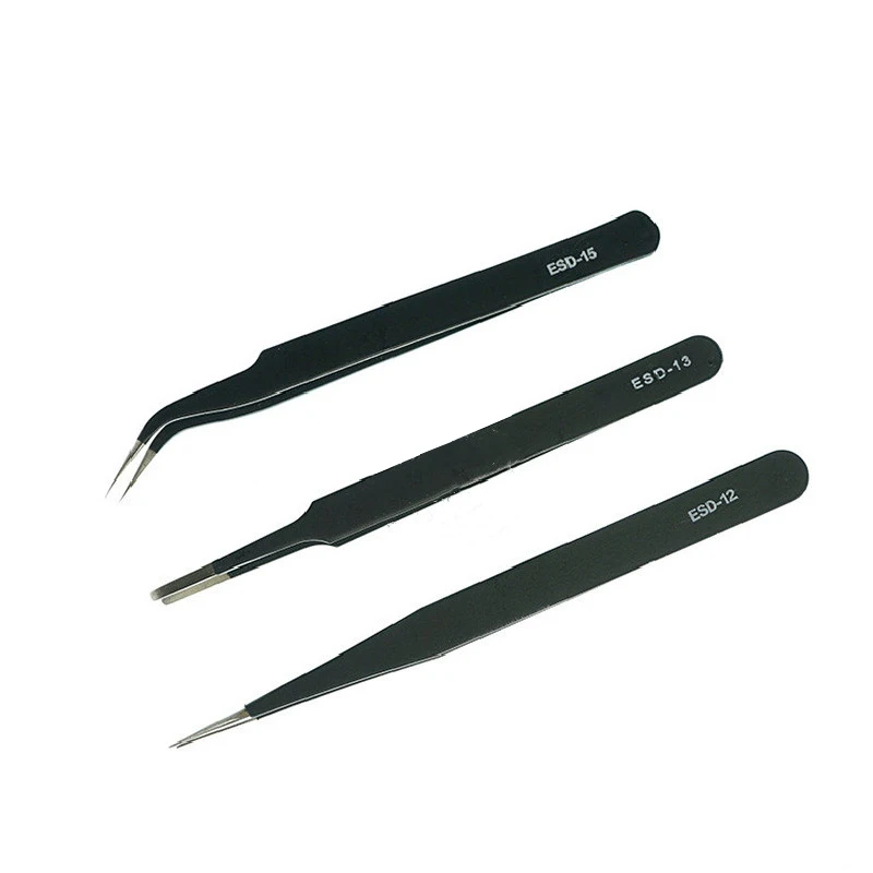 

Anti-static Electronics Precision Tweezers Set for Mobile Phone Industrial Repair Watch Curved Straight Tweezers Repair Tools