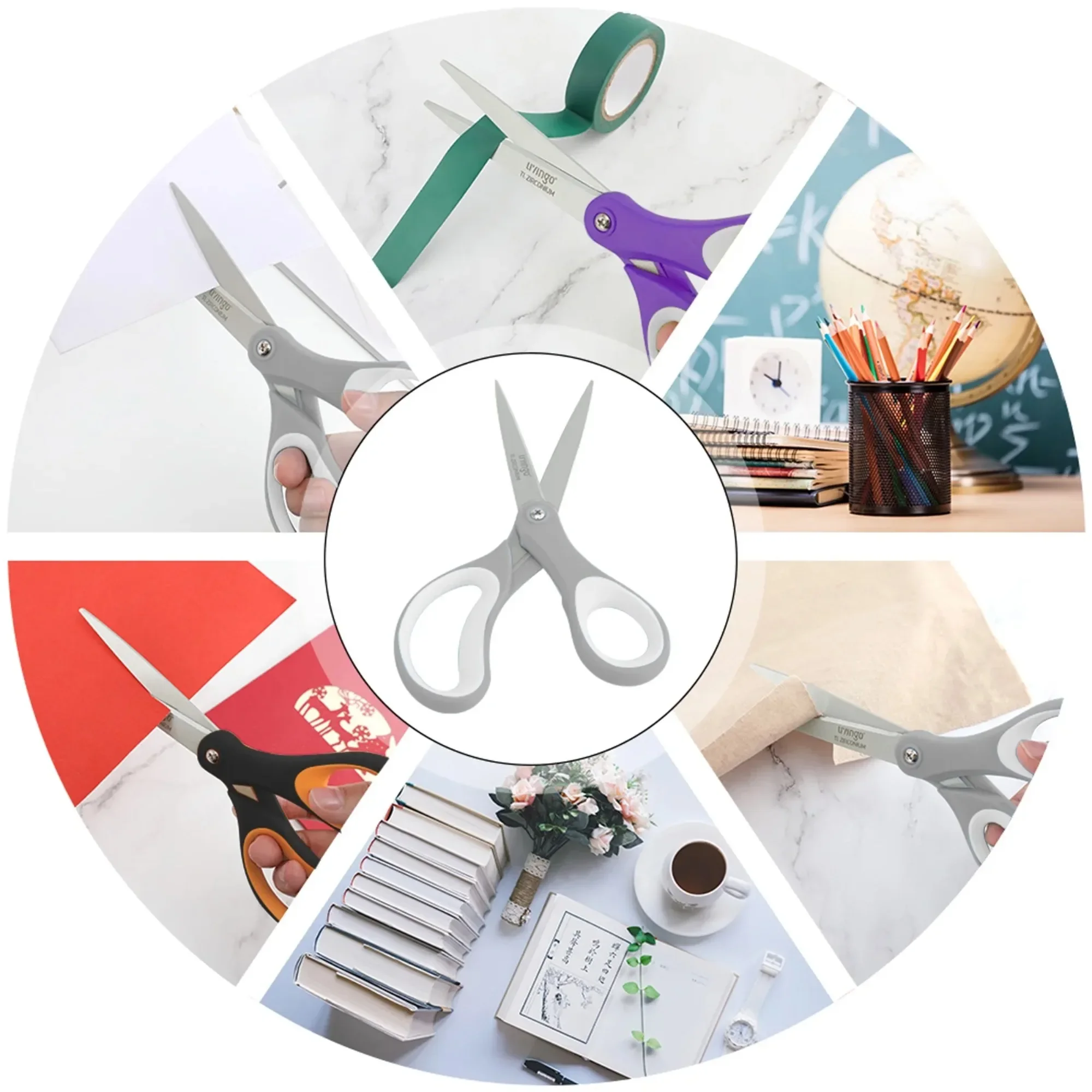 LIVINGO 8" Office Scissors Sharp Blades Titanium Office Home Crafts Cutting Paper, 3 Pack, Assorted