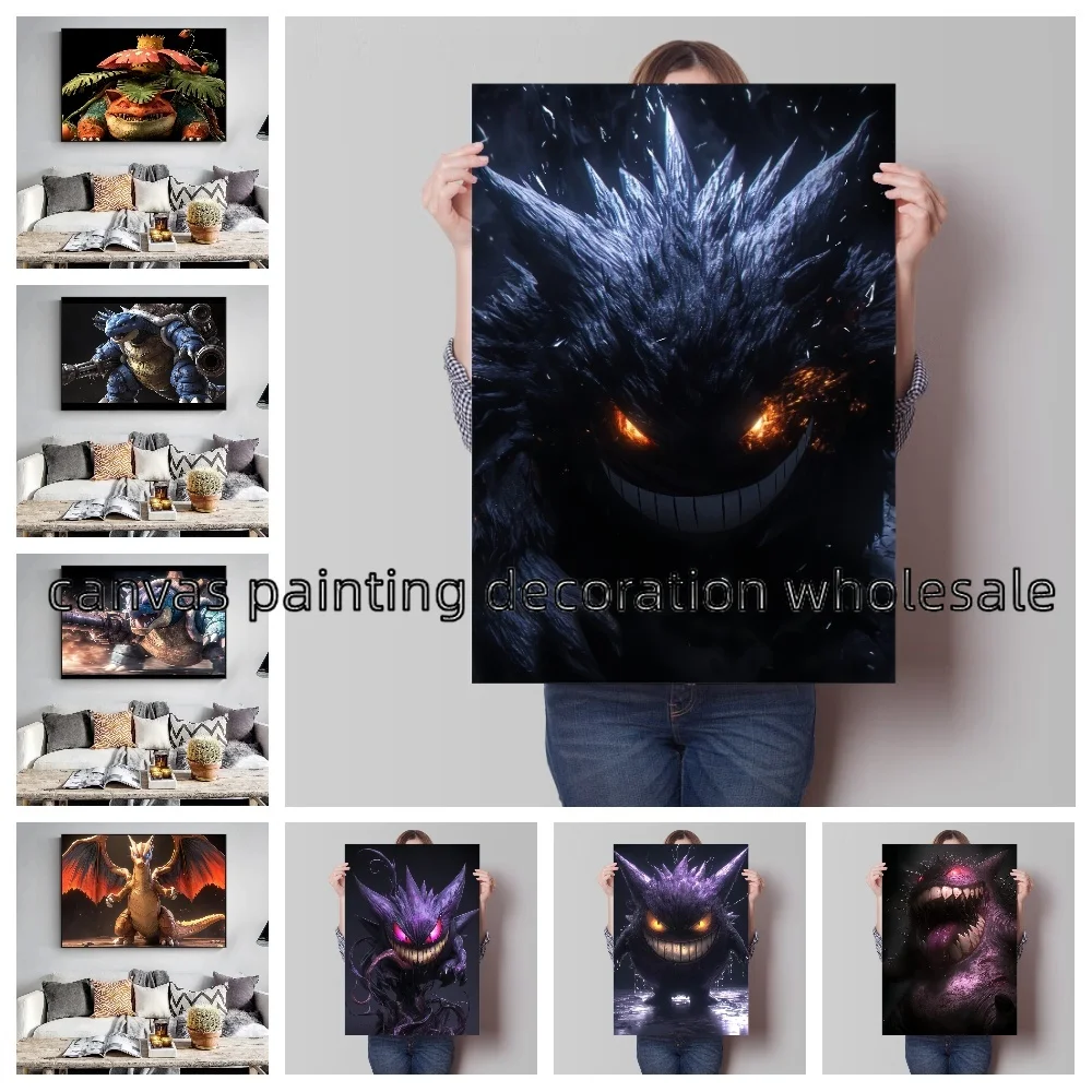 Japanese Pokemon Anime Gengar Bulbasaur Charizard Peripheral Posters Modern Fashion Room Art Decoration Canvas Painting Gift