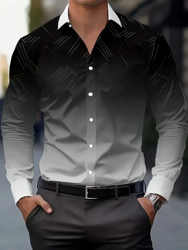 Men's Retro  3D Printed Long Sleeve Shirts Tops Vintage Hawaii Beach Shirt And Blouse Male Streetwea