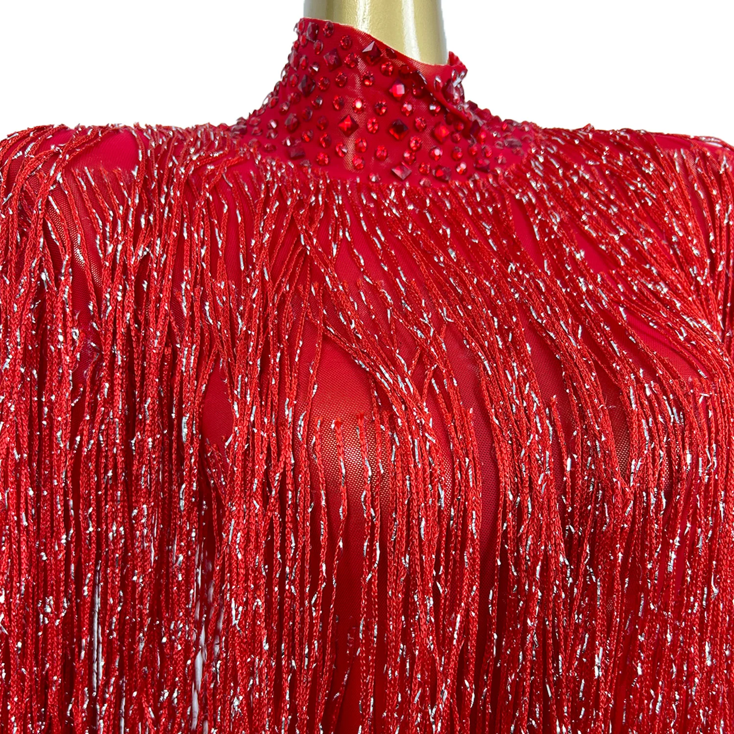 

Full Tassel Long Dress for Women Stretch Party Fringes Dress Singer Stage Performance Dress Dance Costumes Outfit Shizichangqun