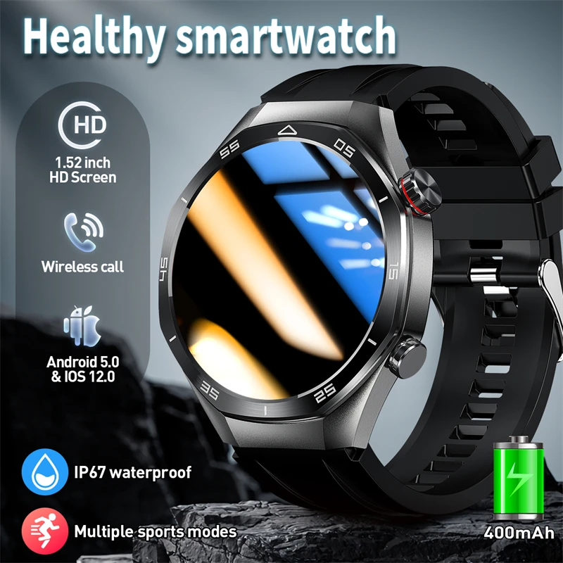 LIGE Ultra Long Standby  Men's Smartwatch Voice Assistant Bluetooth Call Business Smart Watch Running Sports Fitness Waterproof