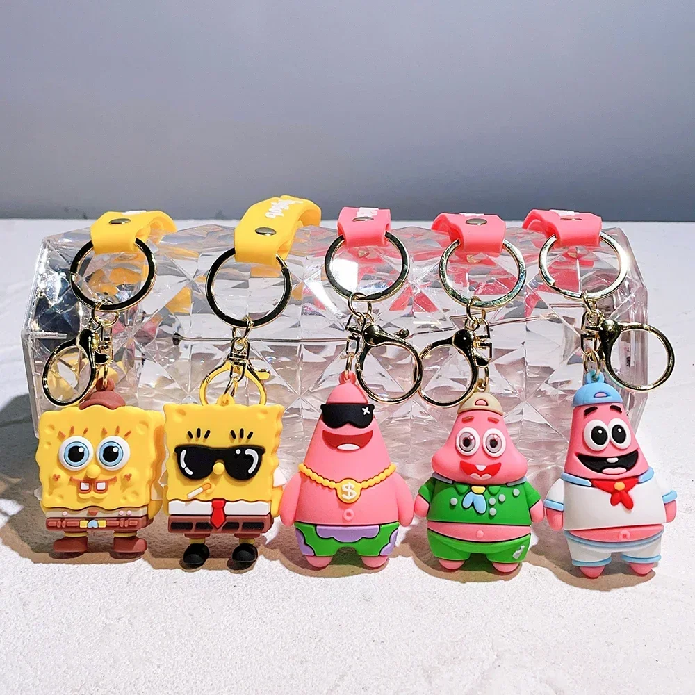 Cute Spongebob Squarepants Cute Anime Keychain Doll Patrick Star Car Key Ring Backpack Pendants Accessories Gifts For Kid